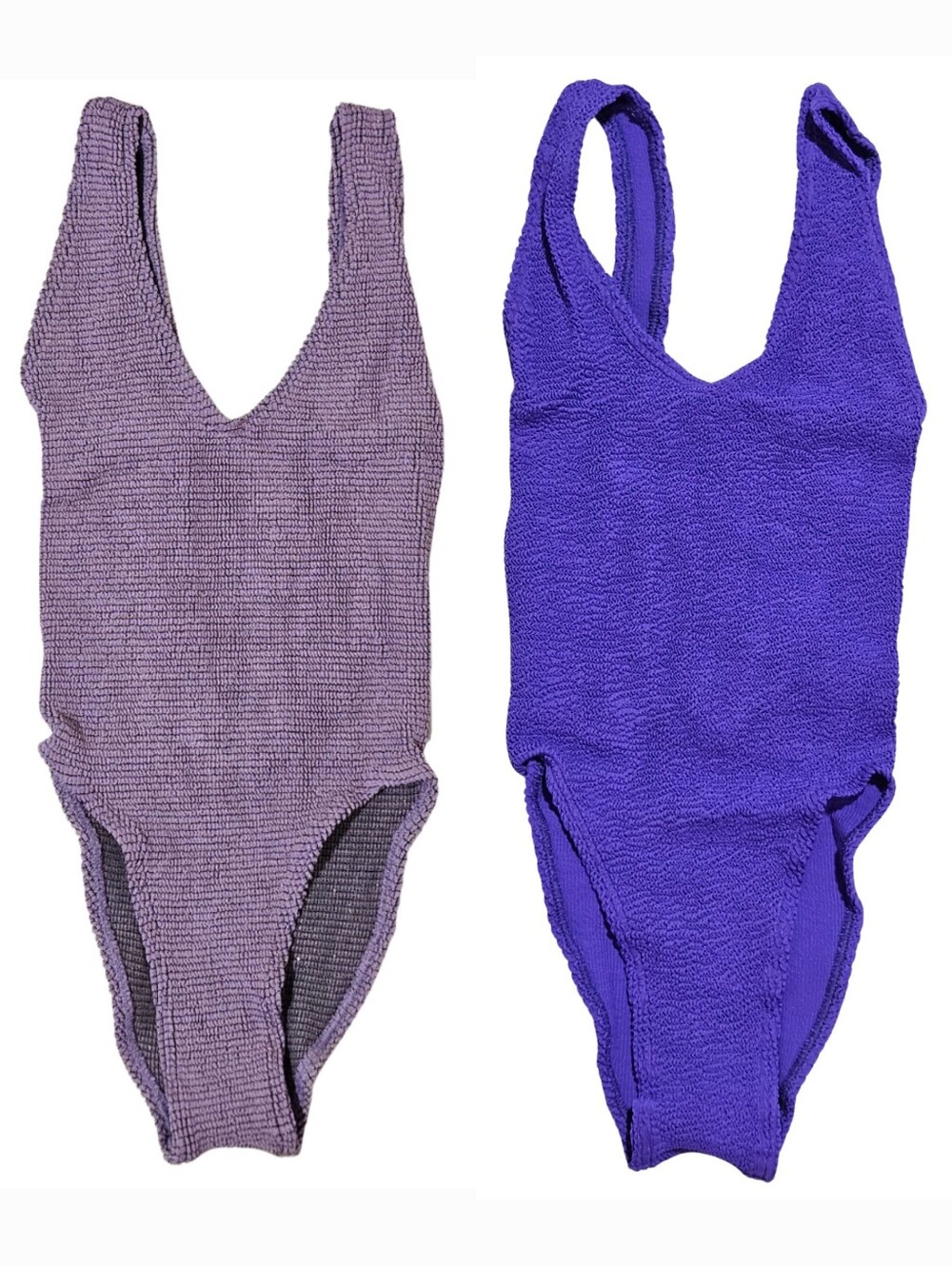 2 Bond-Eye Mara One Piece Swimsuits One Size Lavender Lurex Gold/Acid Purple NWT